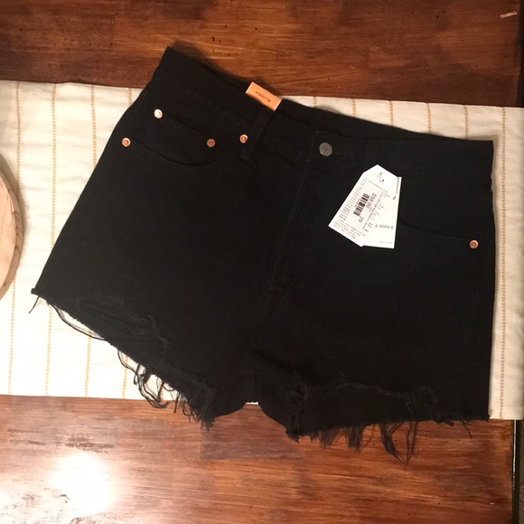 Levi's Pants - High waisted button up shorts black denim